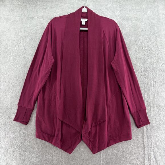 Athleta Cardigan Women M Burgundy Pranayama Restore Wrap Open Front Ultra Soft - Picture 2 of 16